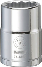 DeWALT DWMT74602OSP Drive Socket, 15/16 in Socket, 3/4 in Drive, 12-Point, Vanadium Steel, Polished Chrome